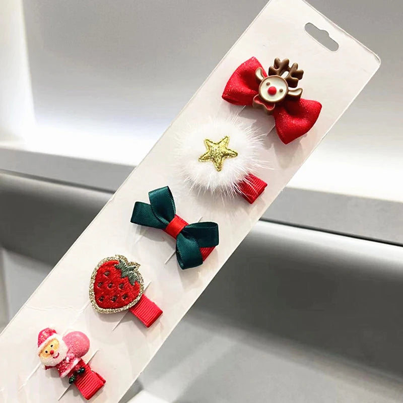 5pcs Small Dog Bows Fashion Cute Pet Dog Ribbon Bow Christmas Pet Supplies Dog Hair Clip Small Dog Cat Hair Accessories