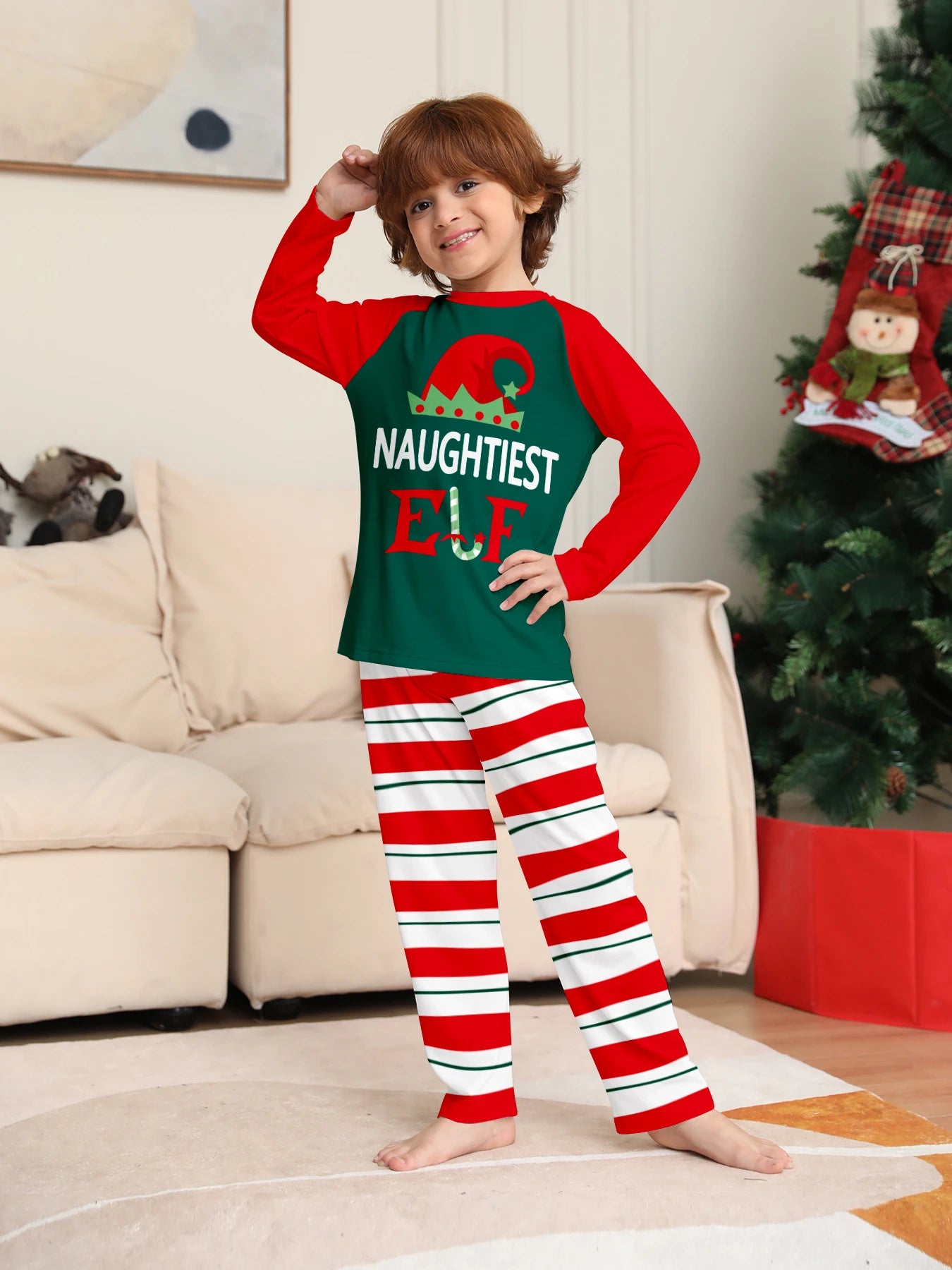 New Year's Costumes 2025 Cartoon Print Christmas Family Matching Pajamas Women Men Boys Girls Soft Clothing Set Cute Xmas Look