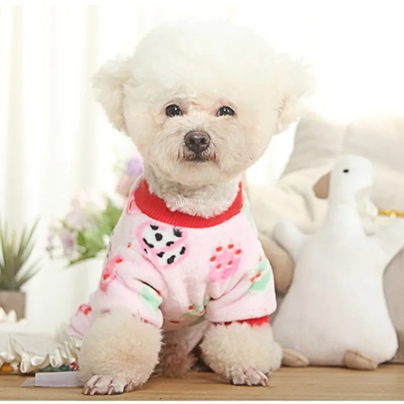 Christmas Pet Dog Pajamas for Cat Clothes Warm Pyjama Jumpsuit for Small Dogs Sleepingwear Winter Flece Pet Chihuahua Coat 강아지옷