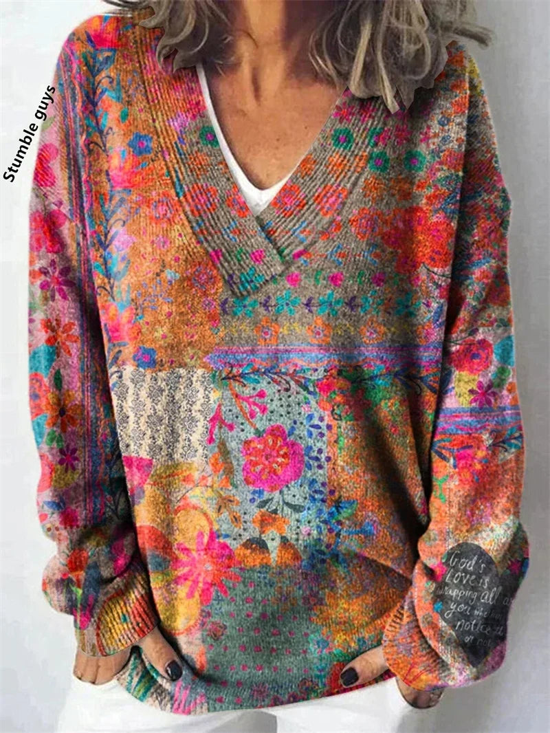 Women's Christmas Sweater Autumn Winter Casual Fashion European American Warm Deer Snowman Dog Print Y2K Knit Top