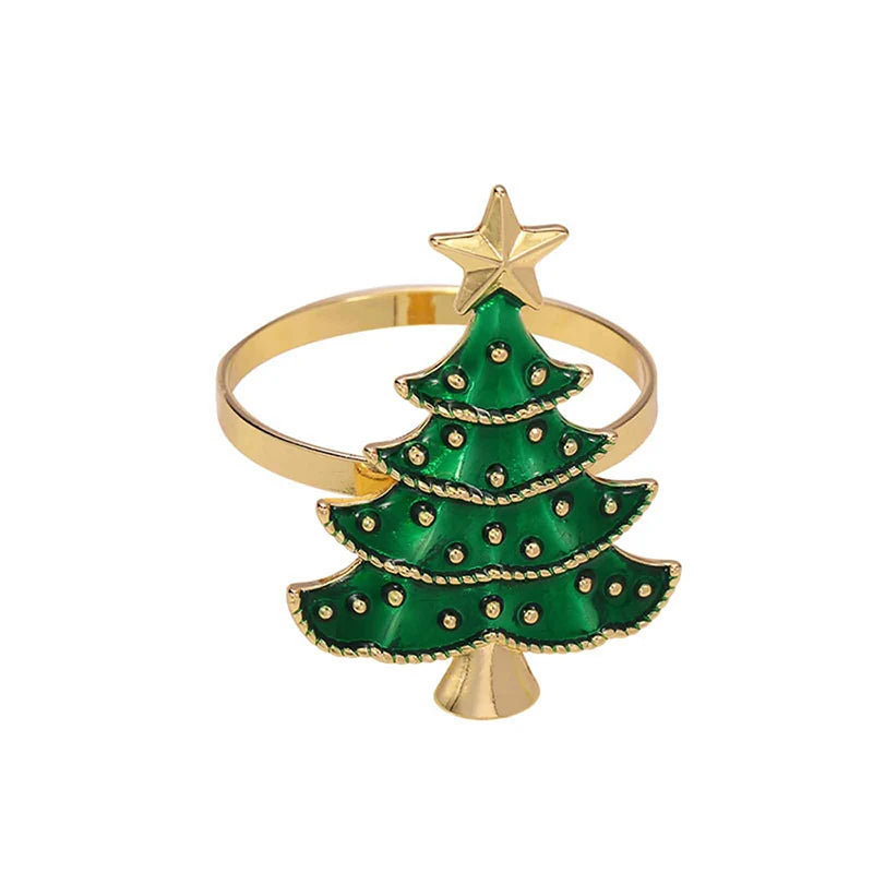 6 Pcs Christmas Home Kitchen Dinner Table Decoration New Year Party Supplies Christmas Napkin Rings Xmas Tree Ornaments