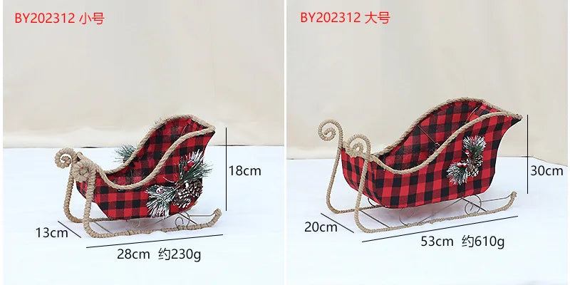 Christmas decorations,ornaments, pine cones, hemp ropes, decorative creative fabrics, Christmas snowmobile, deer cart, set props