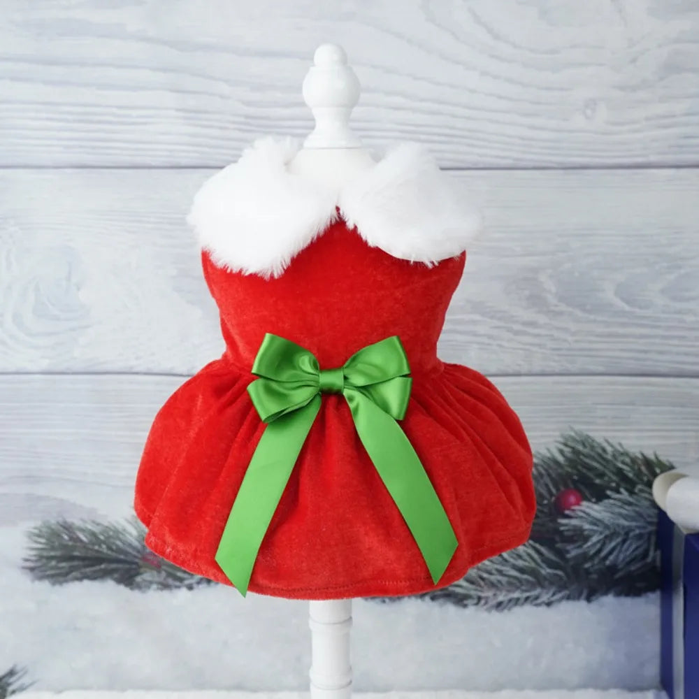 Fashion Cute Santa Claus Dog Skirt Soft Breathable Cats Christmas Dress Warm Pet Christmas Costume Xmas