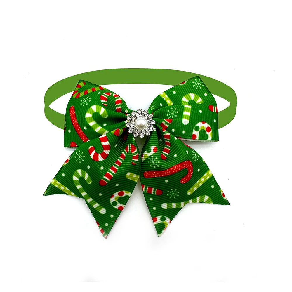 50pcs Christmas Pet Dog Bow Ties Puppy Collar Pearl Style Dog Bow Tie Puppy Collar for Small Dog Cat Grooming Products