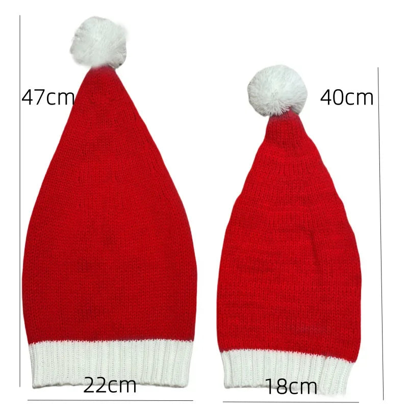 2025 Knitted Christmas Hats Cute Pompom Adult Kids Soft Beanie Hat New Year Party Kids Gift Navidad Noel Christmas Decoration