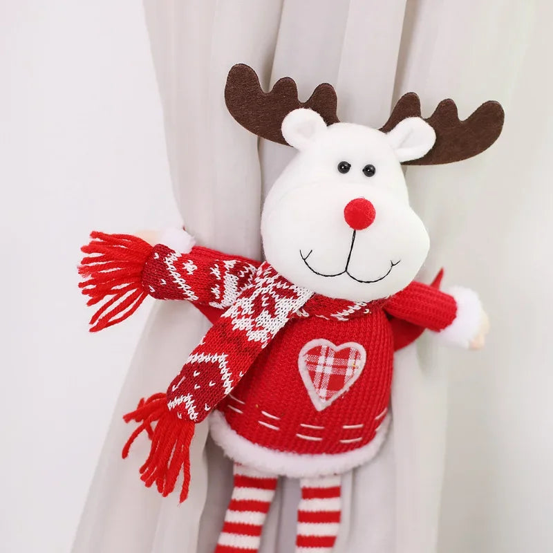 Christmas Curtain Decoration Christmas Doll Santa Claus Elk Snowman Home Ornaments Christmas New Year Party Decorations Gifts