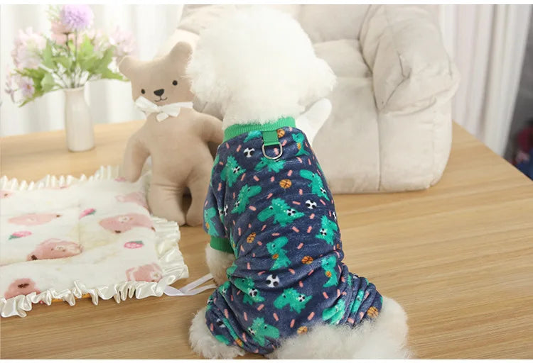 Christmas Pet Dog Pajamas for Cat Clothes Warm Pyjama Jumpsuit for Small Dogs Sleepingwear Winter Flece Pet Chihuahua Coat 강아지옷