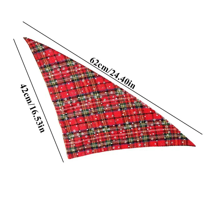 Dog Bandanas Large Pet Scarf Christmas Snow Print Dog Cotton Plaid WashableBow Ties Collar Cat Dog Scarf Large Accessories