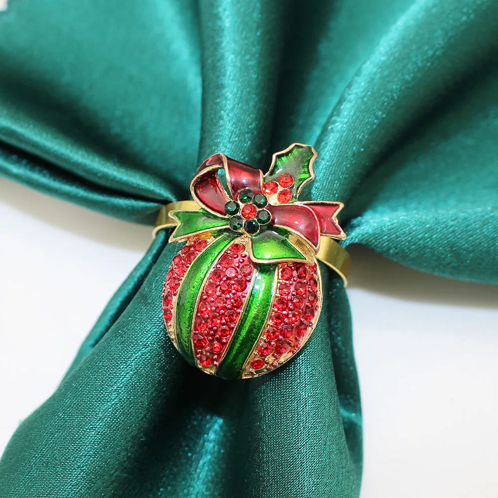 6Pcs Christmas Napkin Rings Xmas Pine Cone Wreath Car Napkin  Buckle for Christmas Wedding Party Table Decoration HWC255