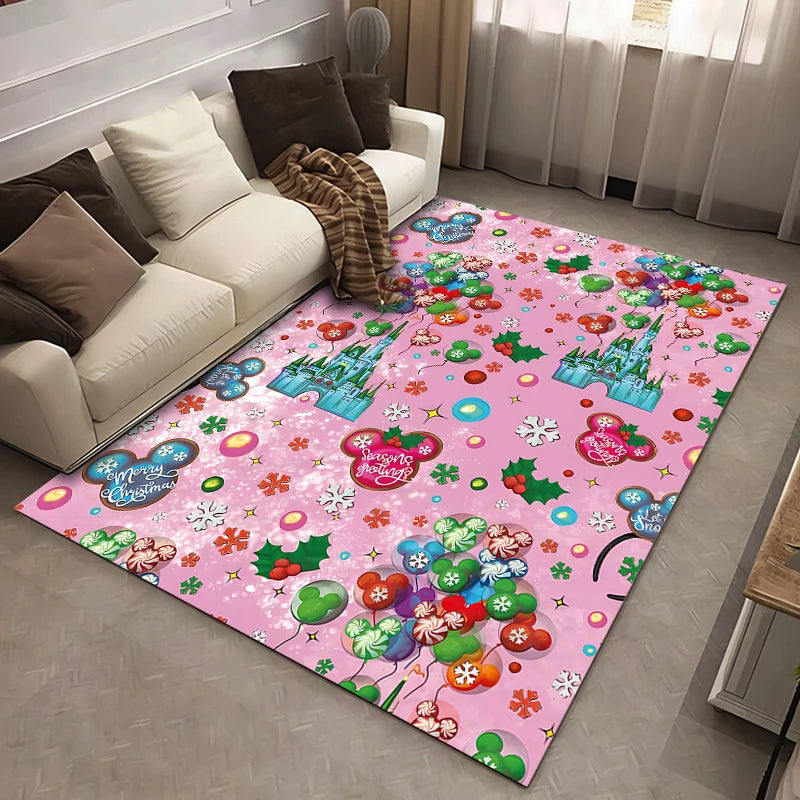 Christmas Disney Mickey Mouse Carpet for Living Room Home Decor Large Area Rug Bedroom Floor Rug Non-slip Easy Washable Mat