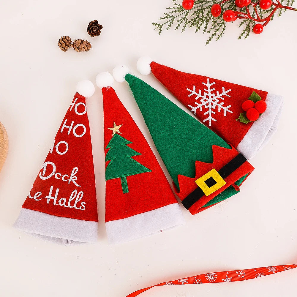 Christmas Cutlery Holder Set – Mini Santa Hat Tableware Bags (1–10 pcs)