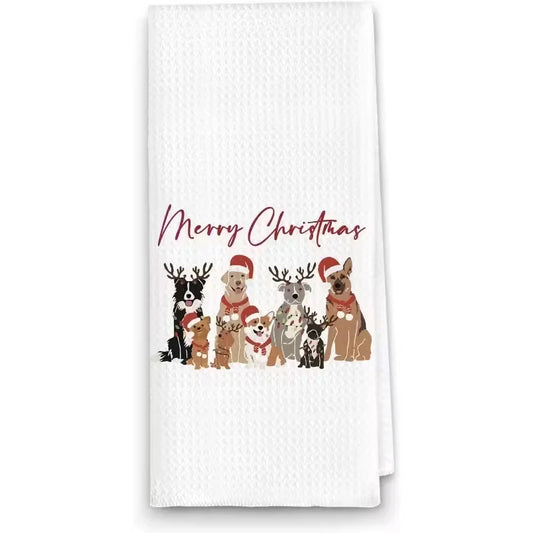 Christmas Kitchen Towel Set - Quick-Drying Dishcloths, Tea Towels, and Hand Towels - Red and Green Plaid with Elf, Snowflake, and Heart Patterns - Soft Holiday Decorations, Suitable for Christmas Trees and Table Settings - Ma