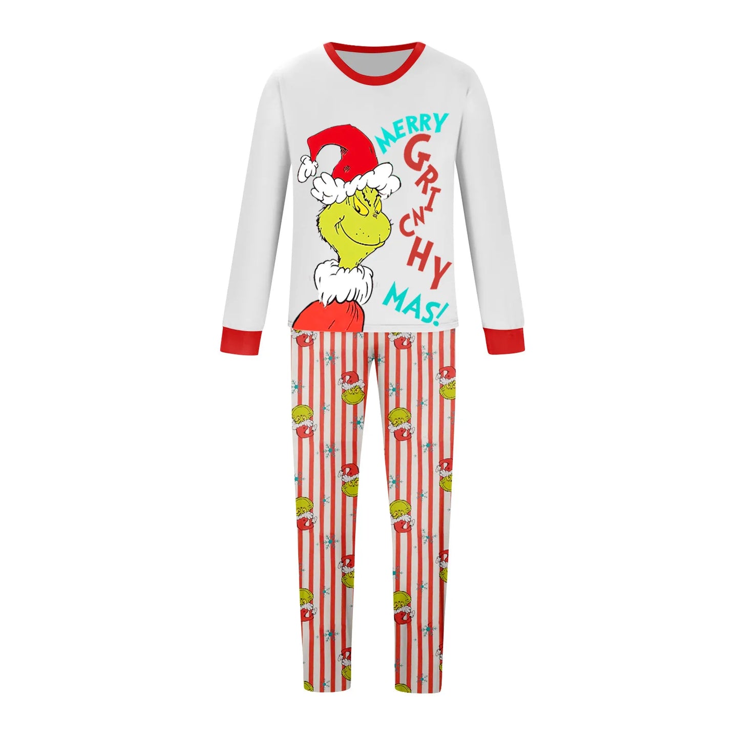  Family Christmas Cartoon Print Pajamas Set, Cozy Holiday Pjs For Photo Shoots & Christmas Morning, Festive Family Sleepwear