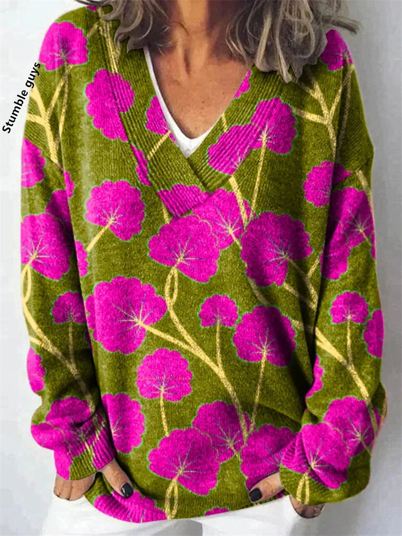 Women's Christmas Sweater Autumn Winter Casual Fashion European American Warm Deer Snowman Dog Print Y2K Knit Top