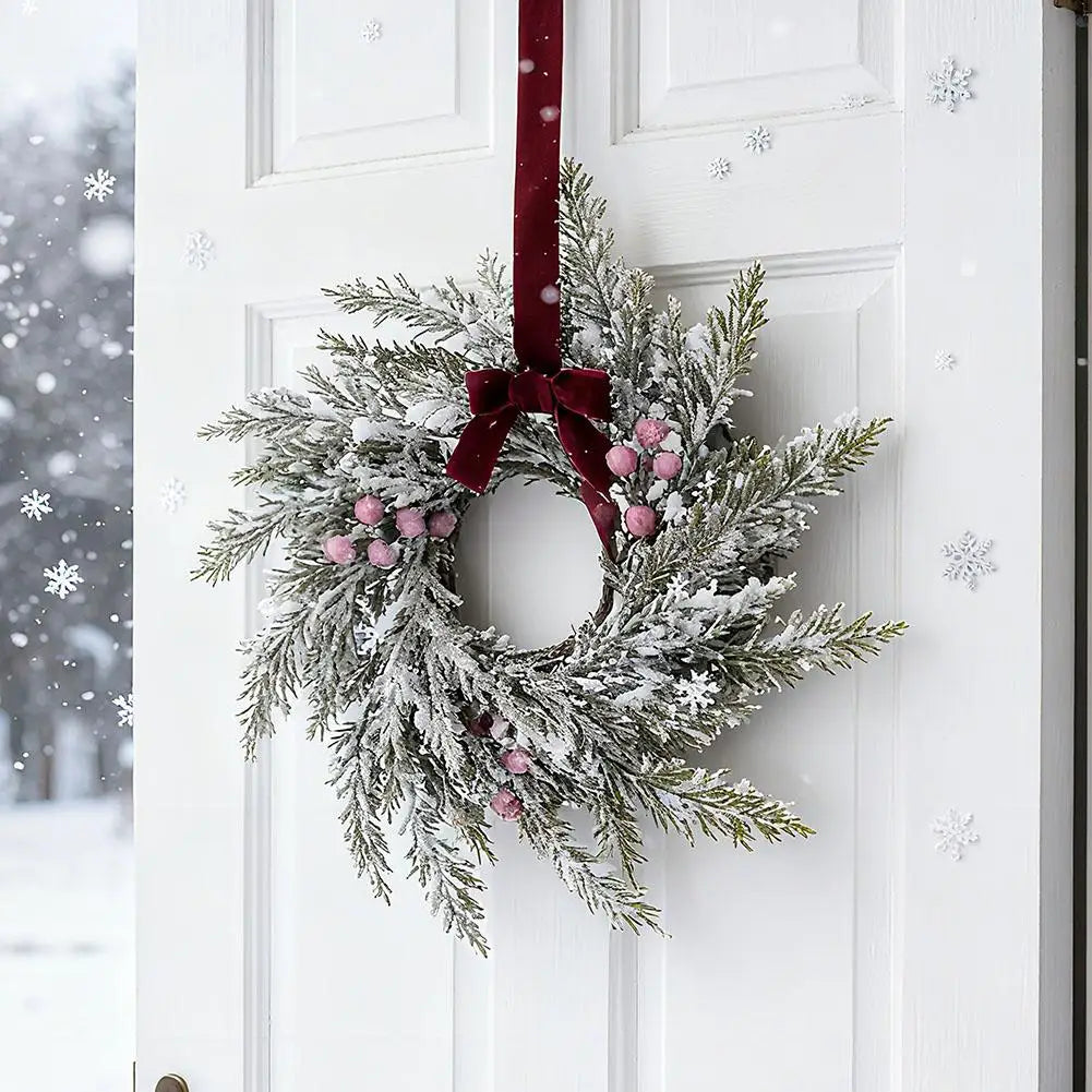 Christmas Kitchen Cabinet Wreaths With Bow Ribbon Hanging Cabinet Doors Wreaths Decor Kitchen Window Outdoor Indoor Holiday