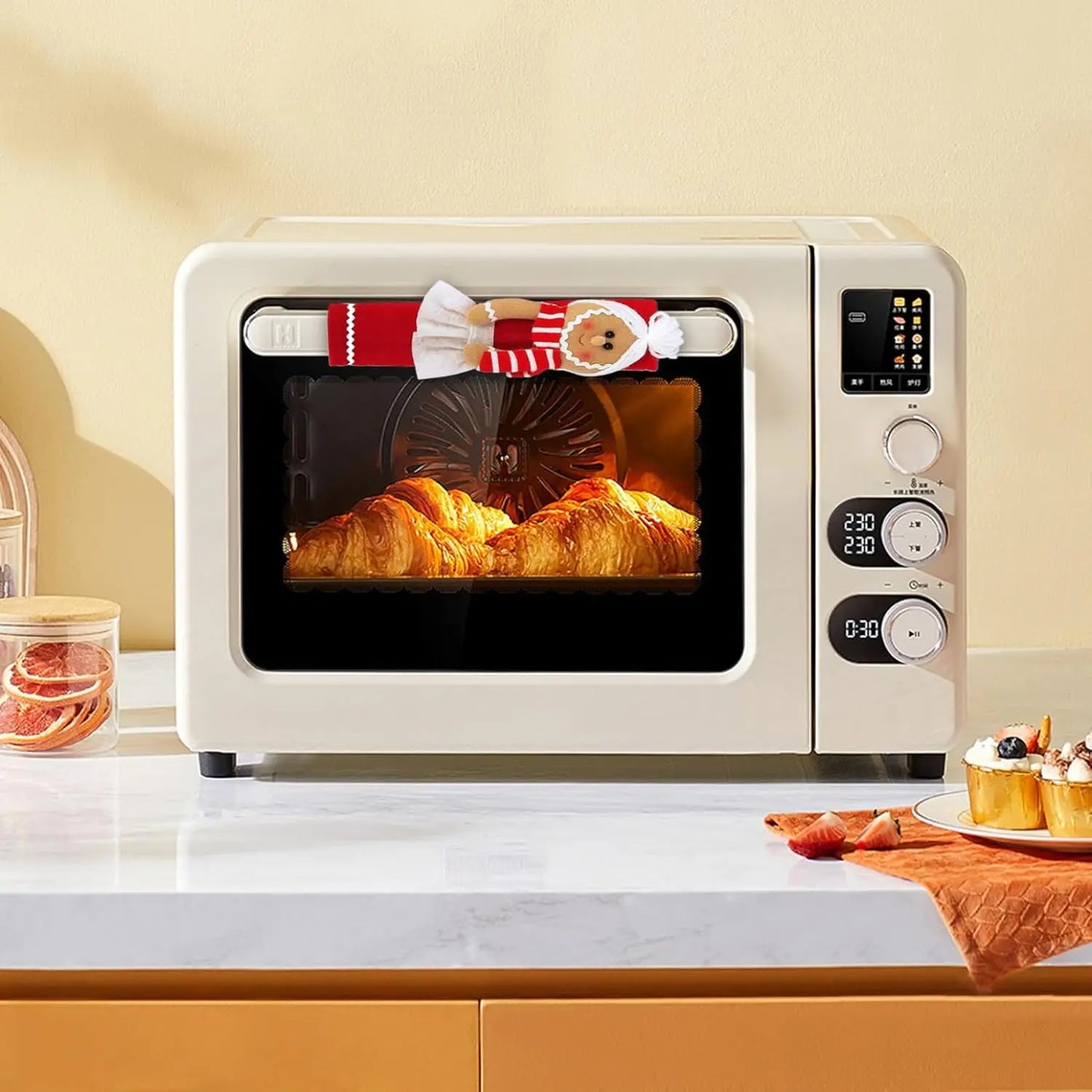 Christmas Gingerbread Cabinet Handle Protector Set, Anti-Slip Wear-Resistant Cover, Festive Decoration for Cabinets & Drawers