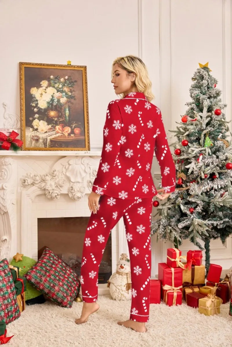 Autumn and Winter New Women's Christmas New Year Holiday Pajamas Long-Sleeved Long Pants Christmas Pajamas Homewear Set 2025