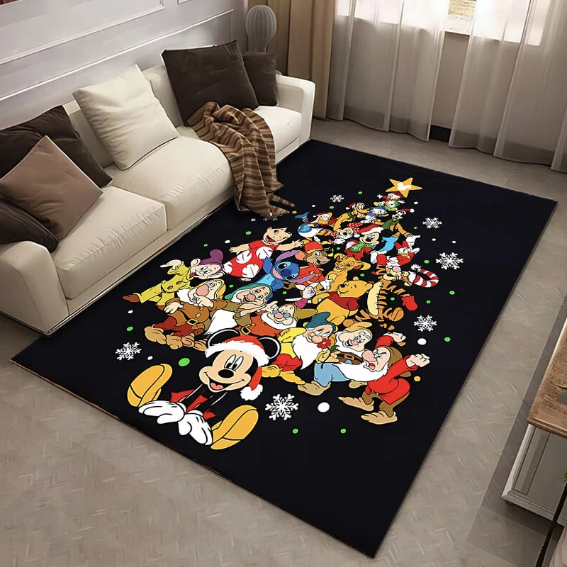 Christmas Disney Mickey Mouse Carpet for Living Room Home Decor Large Area Rug Bedroom Floor Rug Non-slip Easy Washable Mat