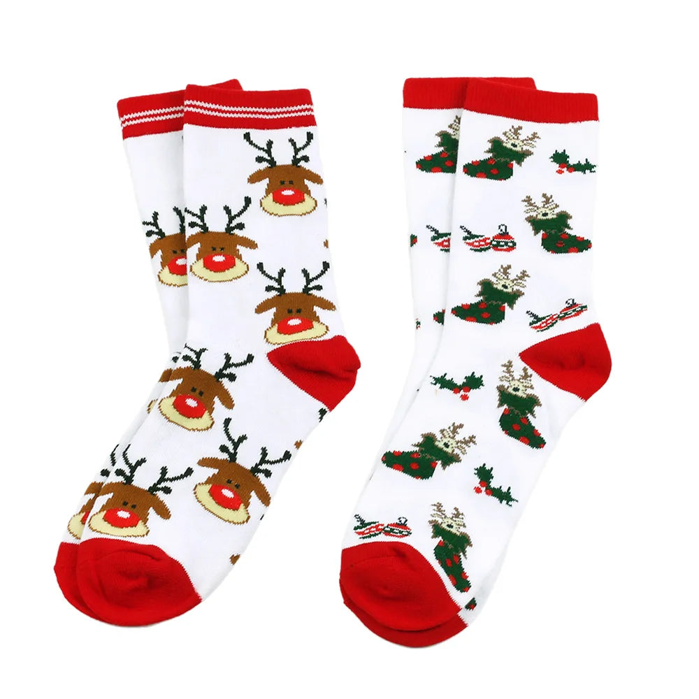 Christmas Mid-Calf Socks for Men Women Santa Claus Autumn Winter Gingerbread Man Cotton Elastic Gift Party Calf-Length Socks