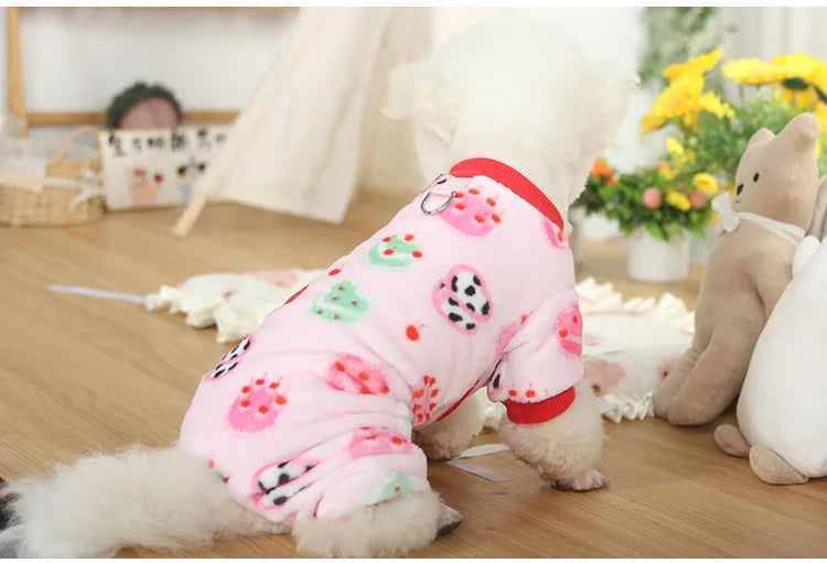 Christmas Pet Dog Pajamas for Cat Clothes Warm Pyjama Jumpsuit for Small Dogs Sleepingwear Winter Flece Pet Chihuahua Coat 강아지옷