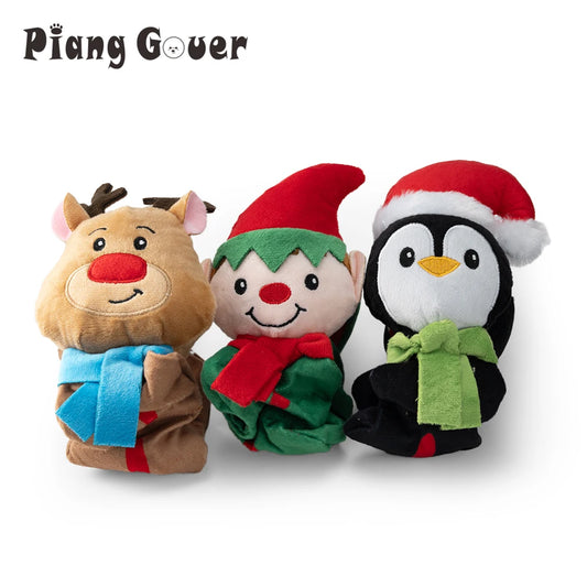 Christmas Elf Penguin Pet Squeaky Sound Toy Cute Animal Squeak Dog Toy Puppy