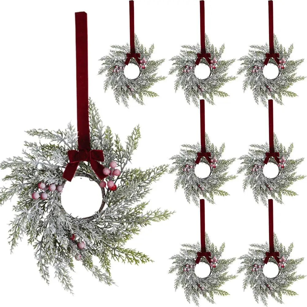 Christmas Kitchen Cabinet Wreaths With Bow Ribbon Hanging Cabinet Doors Wreaths Decor Kitchen Window Outdoor Indoor Holiday