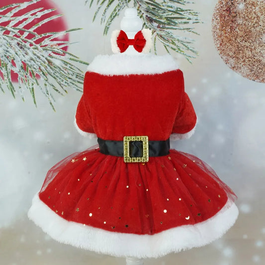 Fashion Cute Santa Claus Dog Skirt Soft Breathable Cats Christmas Dress Warm Pet Christmas Costume Xmas