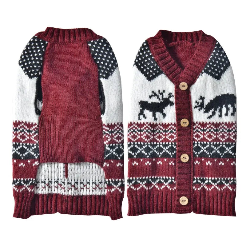Cute Cartoon Reindeer Sweater for Pets Warm Costume Christmas Dog Sweater Puppy and Cat Jumper Knitwears Winter Dog Clothes