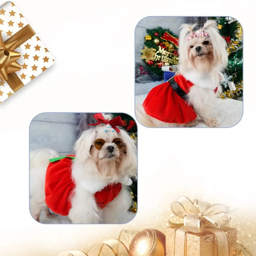 Fashion Cute Santa Claus Dog Skirt Soft Breathable Cats Christmas Dress Warm Pet Christmas Costume Xmas