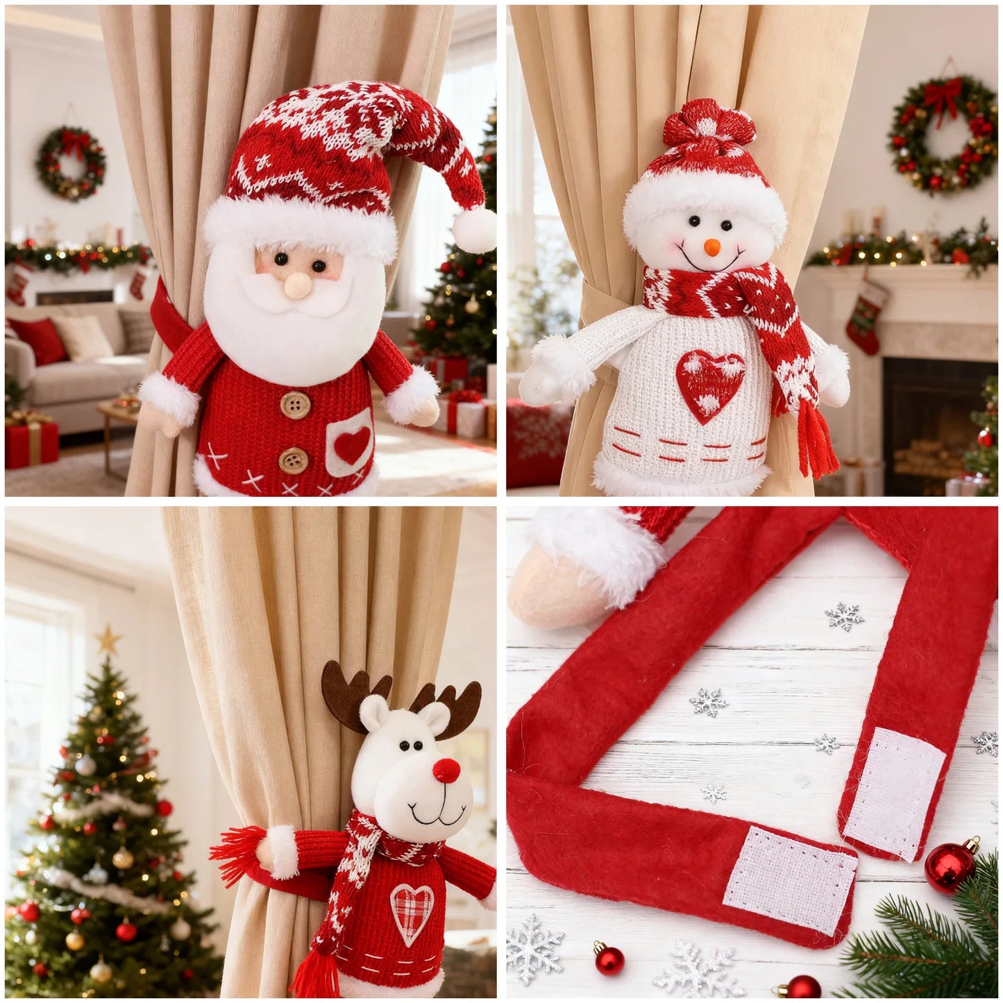 Christmas Curtain Decoration Christmas Doll Santa Claus Elk Snowman Home Ornaments Christmas New Year Party Decorations Gifts
