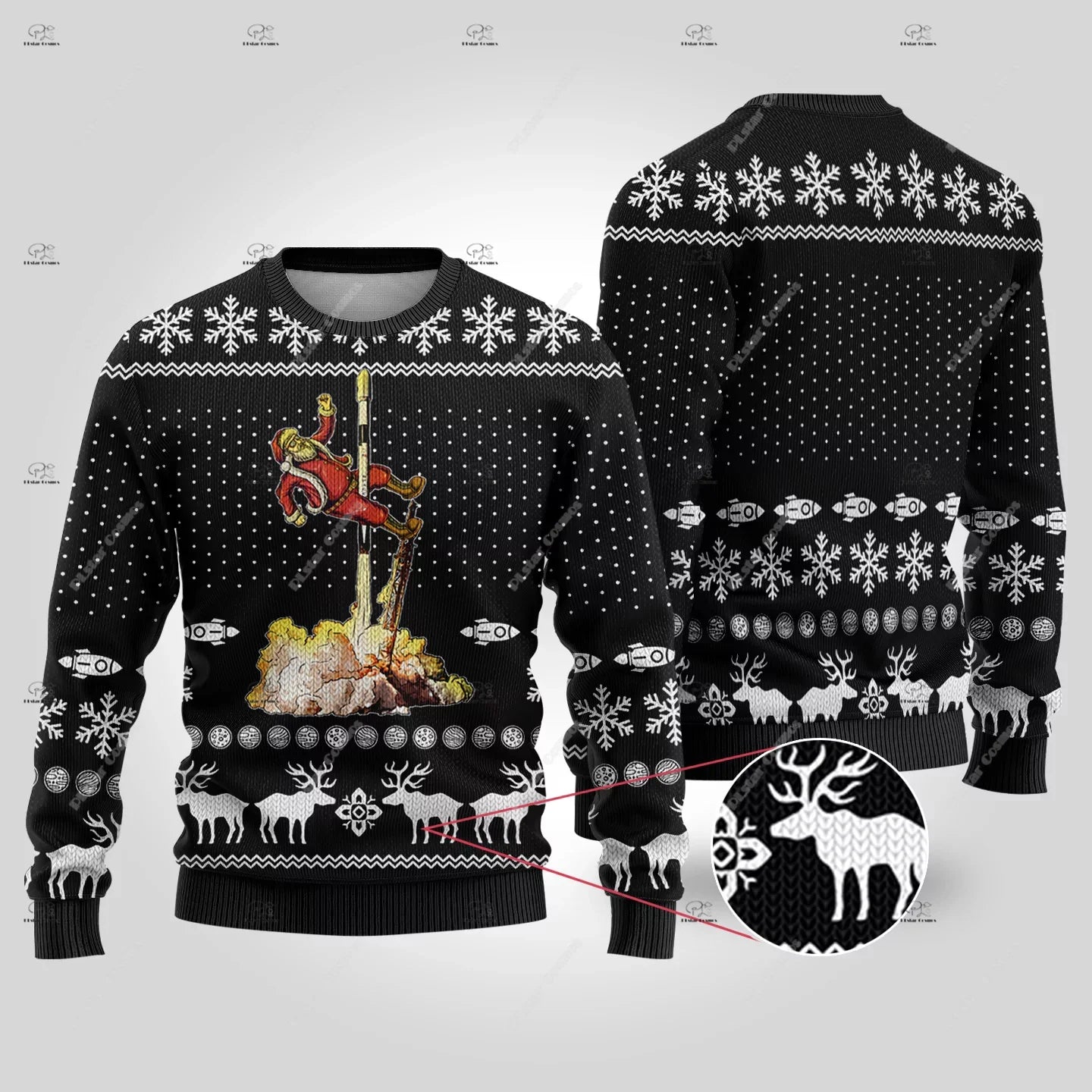 Christmas Santa Claus Pet Cat Knitted Ugly Sweater Graffiti Retro Vintage 3DPrint Pullover Harajuku Casual Funny Long Sleeves 12