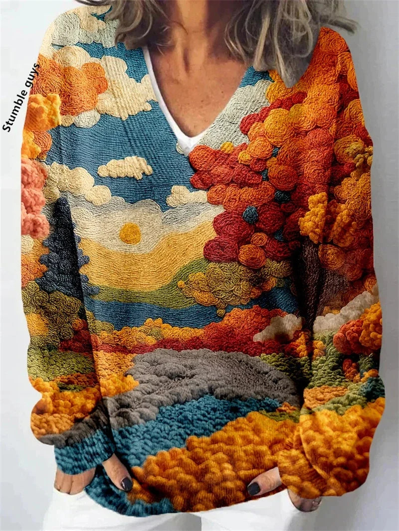 Women's Christmas Sweater Autumn Winter Casual Fashion European American Warm Deer Snowman Dog Print Y2K Knit Top