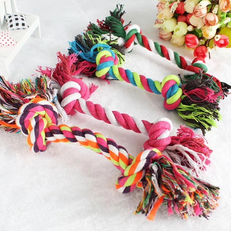 Pets Christmas Supplies Dog Squeakey Chew Toys Cotton Ropes Knot Molar Bite Toy Funny Cute Puppies Interactive Toy Xmas Gift
