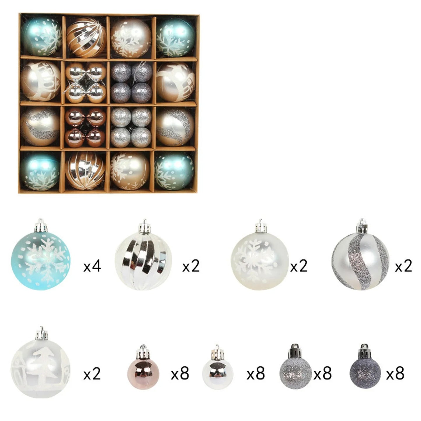 44Pcs Christmas Balls Set Decoration Christmas Tree Mixed Balls Hanging Ornament Pendant Christmas Decoration 2025 Navidad Gift