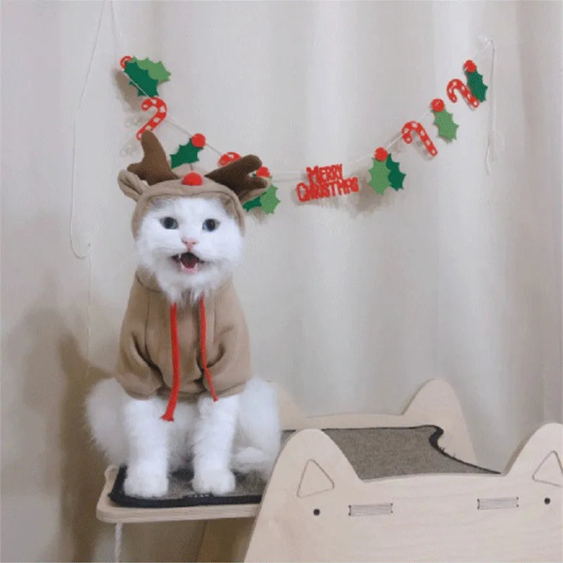 Pet Clothes for Christmas Cosplay Elk Dog Hoodies, Small and Medium-sized Dogs for Winter Leisure and Warmth