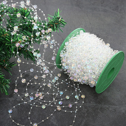 Christmas Decorative Bead Chain – 30m Transparent Colorful DIY Bead String