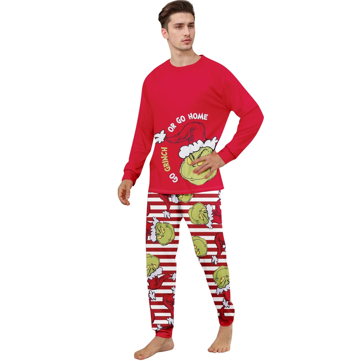 Christmas Print Cute Family Set Pajamas, Home Clothes, Family Set Long Sleeve Top Pants Set