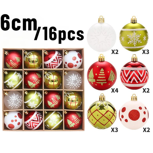 42pcs/16pcs Xmas Gift Christmas Ball Set Unique Shaped Painted Christmas Tree Ornaments Reindeer Decorative Hanging Ornaments