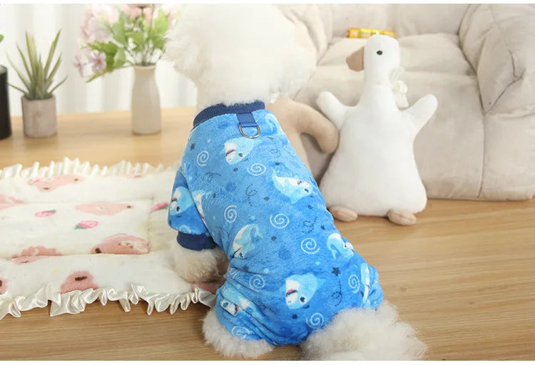 Christmas Pet Dog Pajamas for Cat Clothes Warm Pyjama Jumpsuit for Small Dogs Sleepingwear Winter Flece Pet Chihuahua Coat 강아지옷