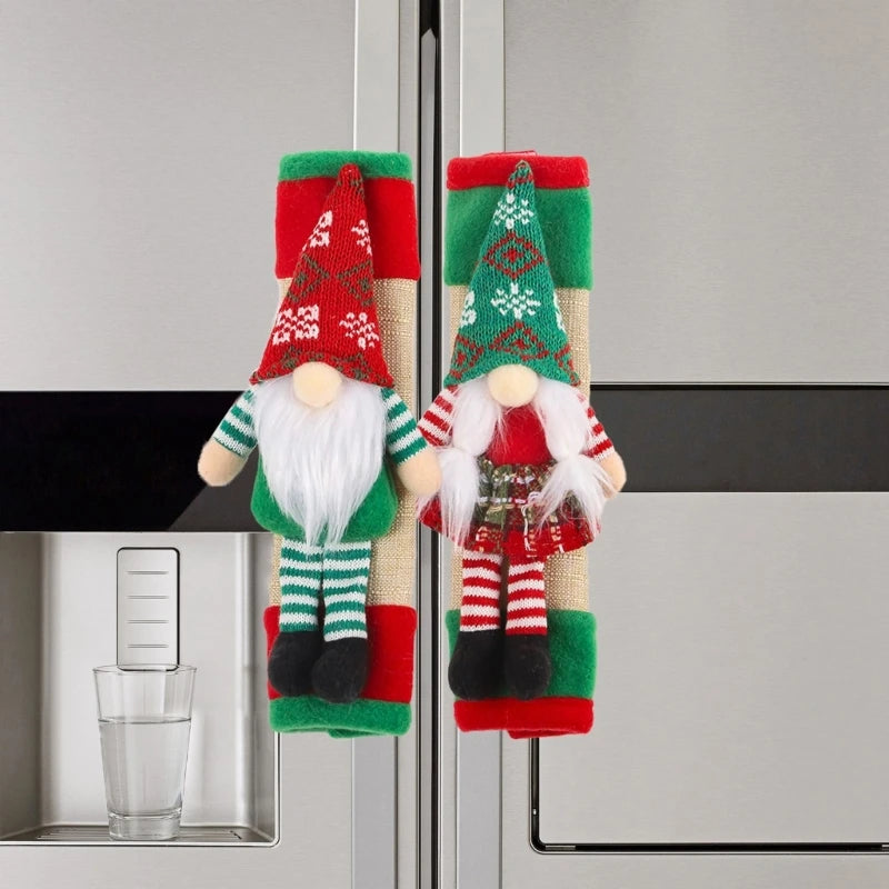 2pcs Christmas Fridge Door Handle Covers Stylish Refrigerator Handlebar Gloves