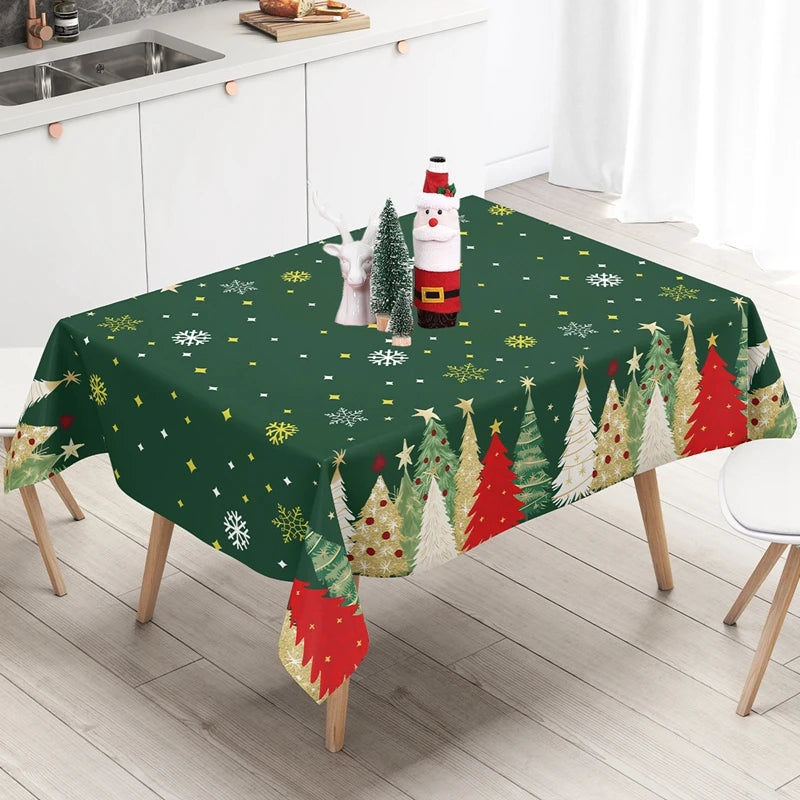 Christmas Tablecloth Christmas Party Decoration 2025 Xmas Table Decor Santa Claus Table Cover Navidad Natal New Year Gift 2026