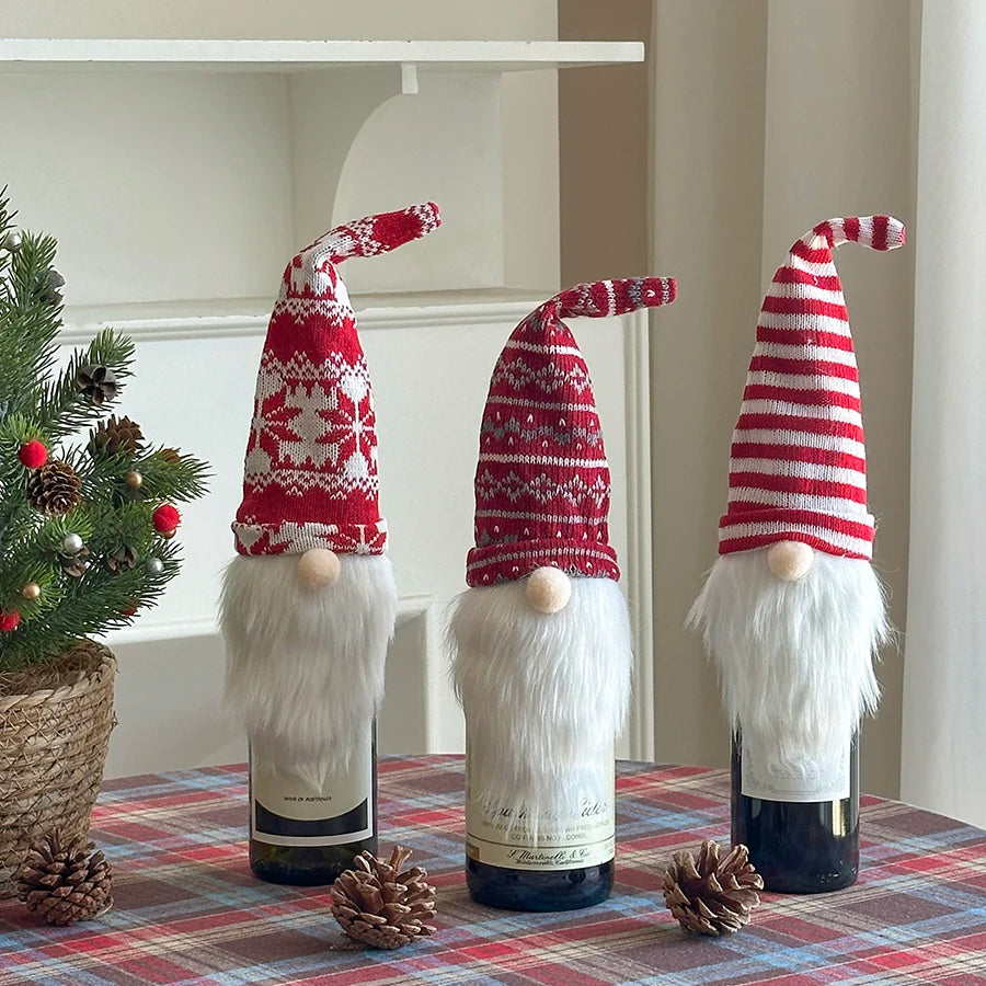 Christmas Supplies Christmas Home Decorations Knitted Wine Bottle Cover for Red Wine Champagne Bottles Restaurant Party Supplies