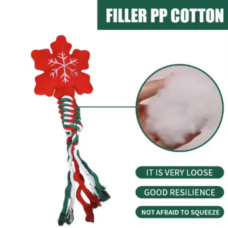 Pets Christmas Supplies Dog Squeakey Chew Toys Cotton Ropes Knot Molar Bite Toy Funny Cute Puppies Interactive Toy Xmas Gift