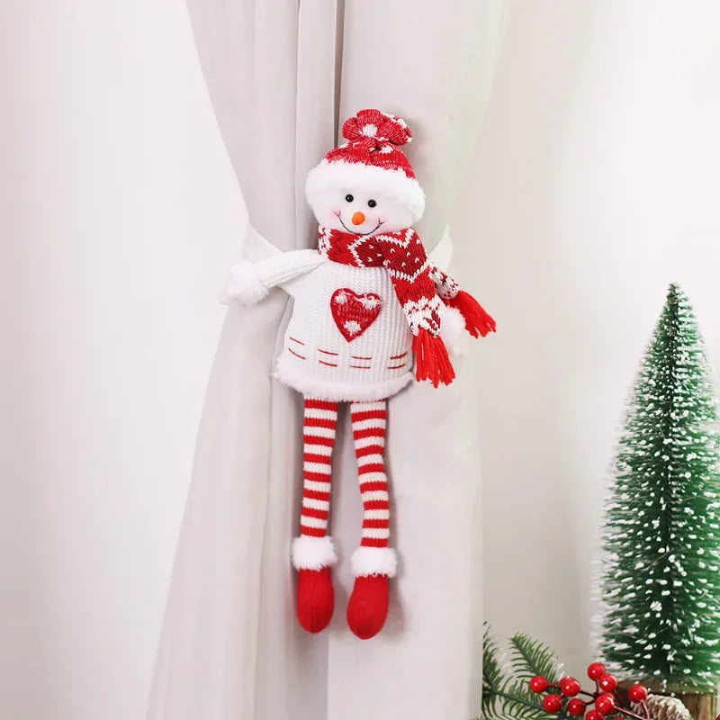Christmas Curtain Decoration Christmas Doll Santa Claus Elk Snowman Home Ornaments Christmas New Year Party Decorations Gifts