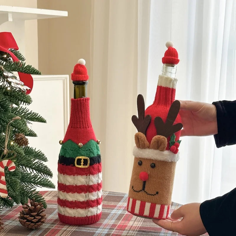 Christmas Supplies Christmas Home Decorations Knitted Wine Bottle Cover for Red Wine Champagne Bottles Restaurant Party Supplies