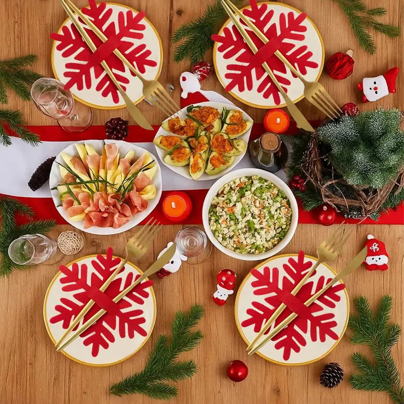 12pcs Christmas Felt Cutlery Holders with Tree Snowflake Design Merry Christmas Decoration for Home 2025 Navidad Natal New Year
