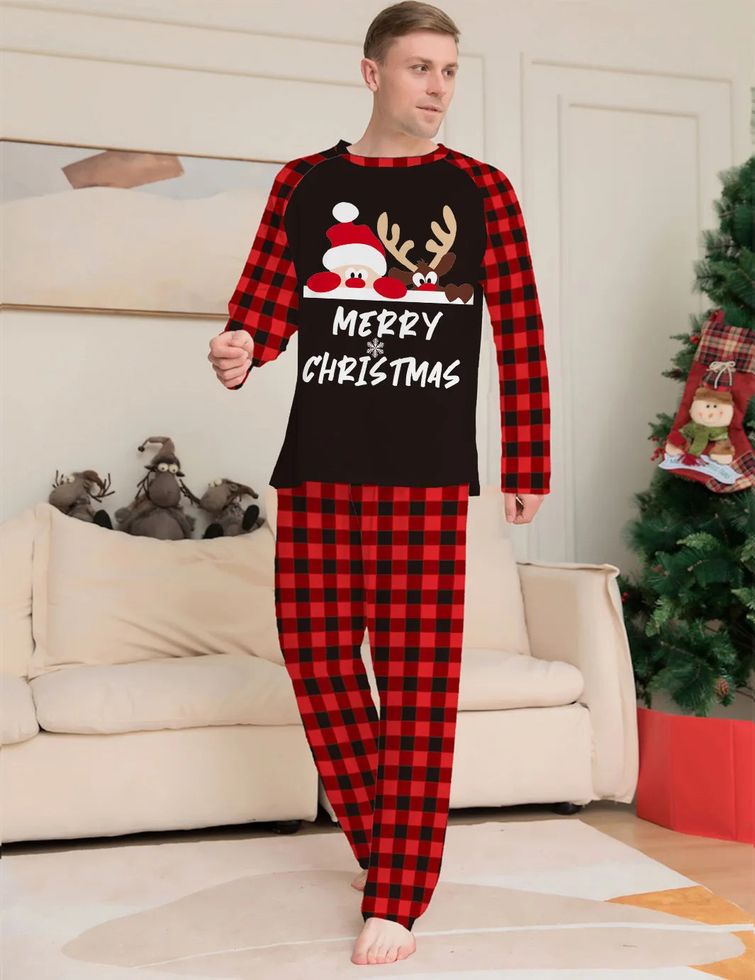 Christmas Family Pajamas – Santa Claus Print Matching Sleepwear for Men & Women