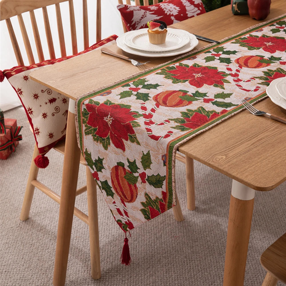 Christmas Table Runner Soft Durable Seasonal Winter Xmas Holiday Kitchen Dining Table Decoration for Indoor Outdoor Home Party