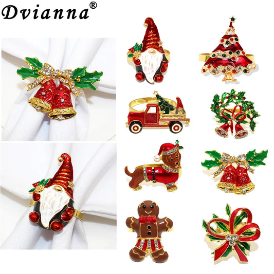 6Pcs Christmas Napkin Rings Xmas Pine Cone Wreath Car Napkin  Buckle for Christmas Wedding Party Table Decoration HWC255