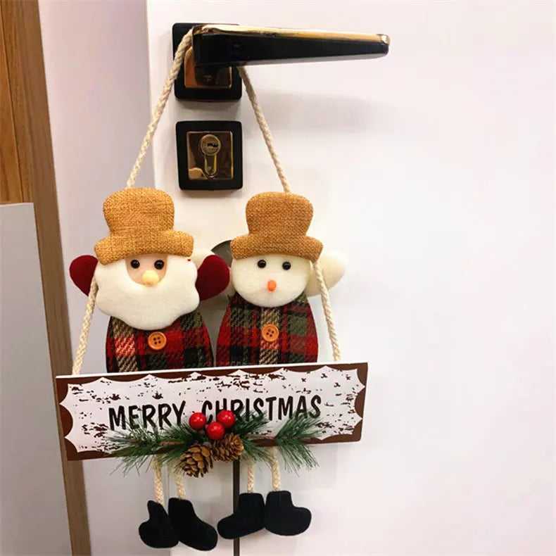 Christmas Decoration Door Hanging Creative Elderly Snowman Elk Bell Display Window Pendant Holiday Gift Scene Decoration